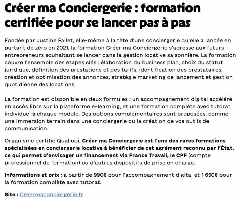 Le channel Manager Lodgify recommande la formation Créer ma Conciergerie